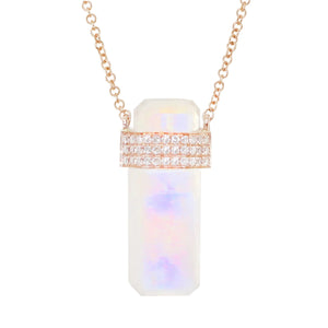 14kt Gold Crystal Pendant Necklace With Diamonds
