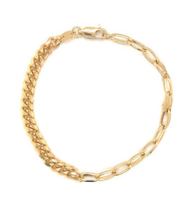 Gold Filled Paperclip and Cuban Chain Bracelet
