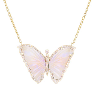 14kt Gold Moonstone Butterfly Necklace