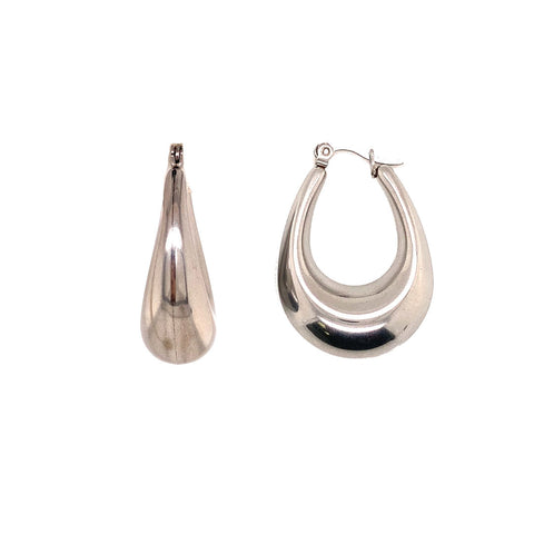 Oval Silver Hoop Earrings