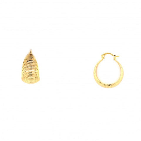 Medium Rounded Ridged Gold Filled Hoop Earrings