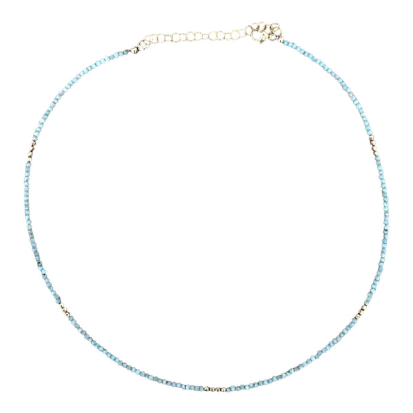 Larimar and Gold Filled Beaded Necklace (Stone of Serenity)