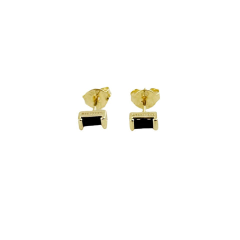 Black Onyx Gold Filled Stud Earrings (Stone of Grounding)