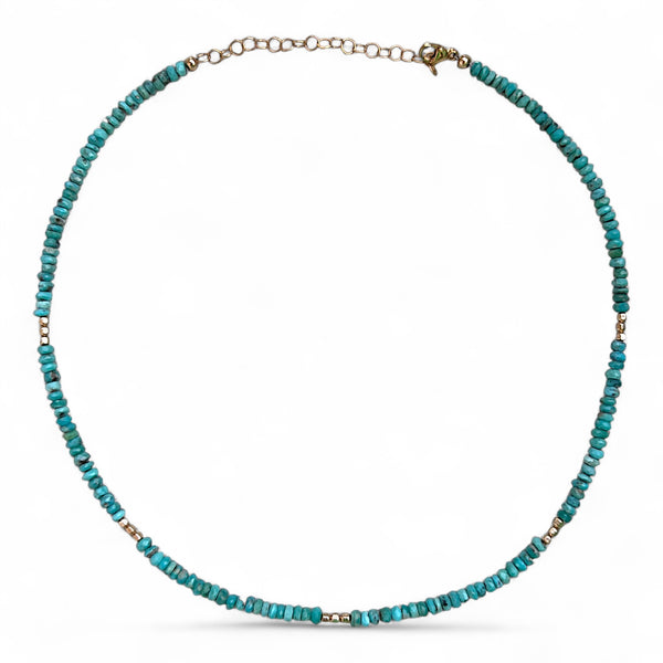 Turquoise and Gold Filled Beaded Necklace