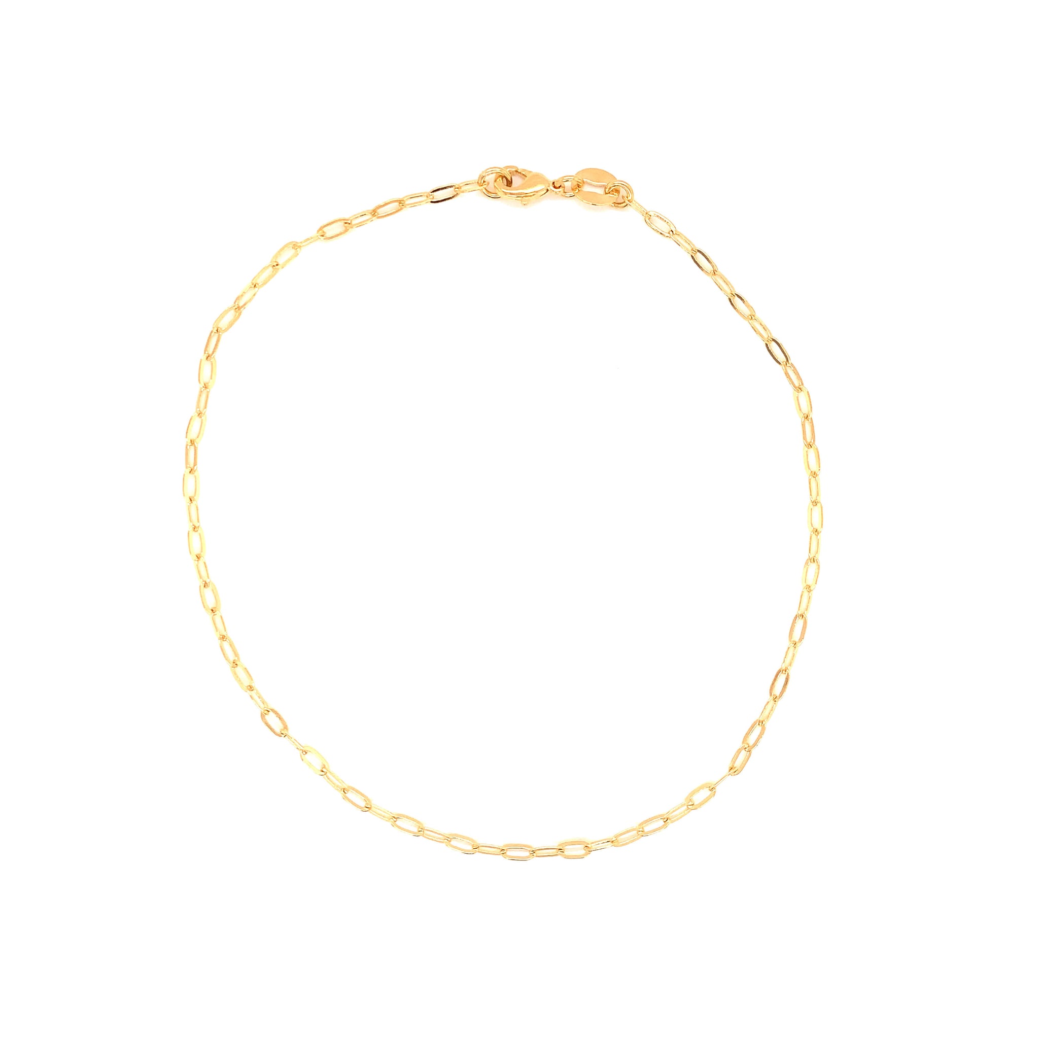 Tiny 2mm Gold Filled Paperclip Chain Anklet