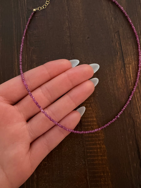 Ruby Jade Beaded Necklace (Stone of Luck / July Birthstone)