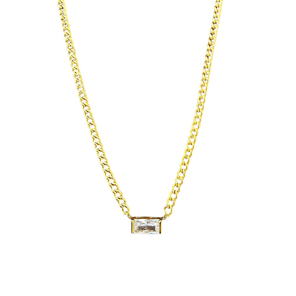 Cubic Zirconia Gold Filled Stone Necklace