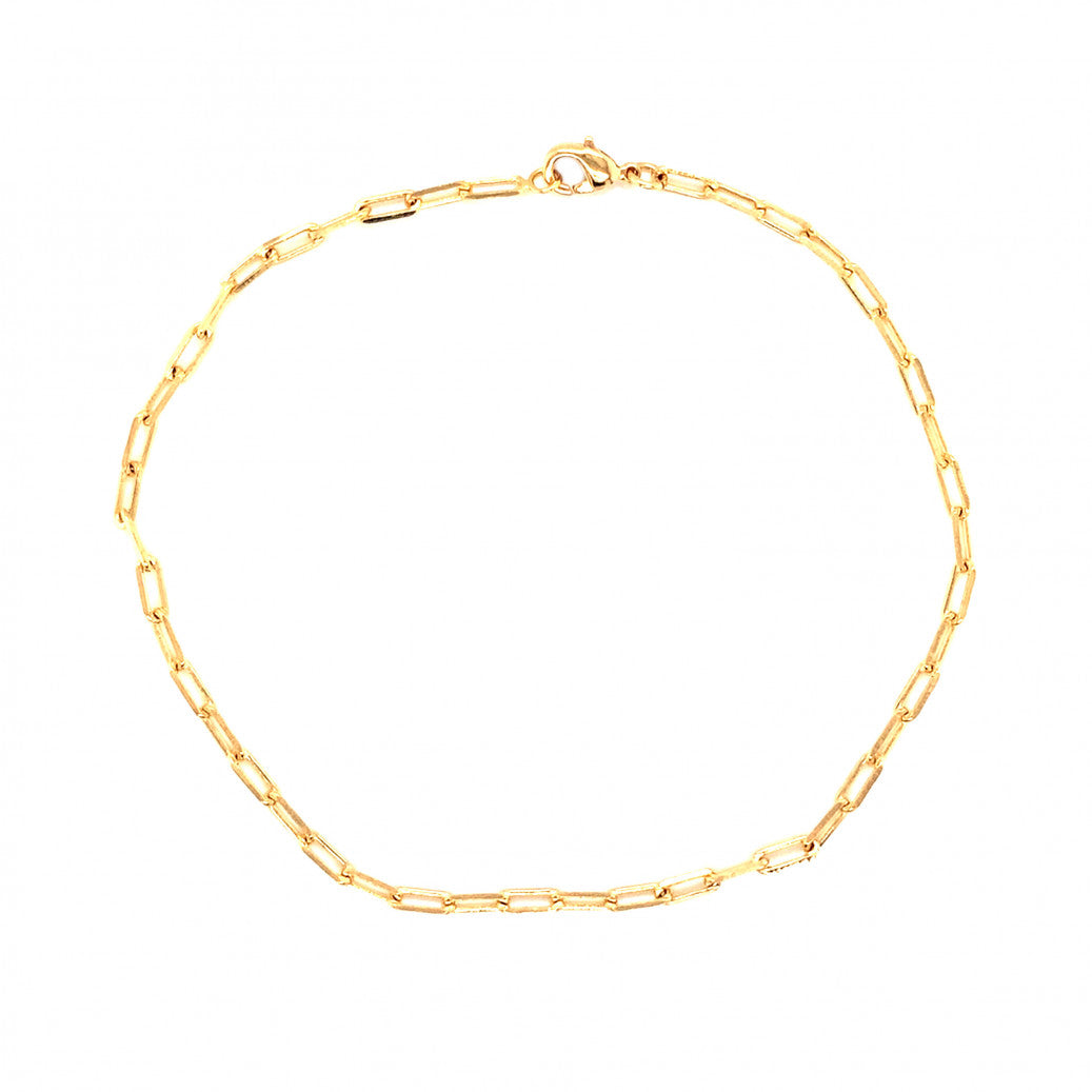 Small 3mm Gold Filled Paperclip Chain Anklet