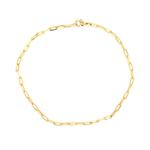 Small 3mm Gold Filled Paperclip Chain Anklet