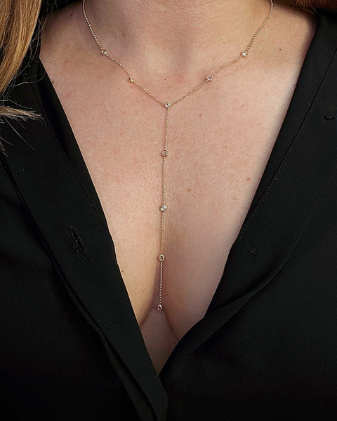CZ Gold Filled Lariat Necklace
