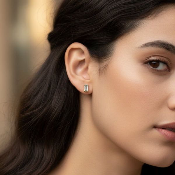 Aquamarine Gold Filled Stud Earrings (Stone of Peace / March Birthstone)