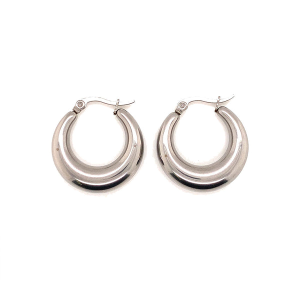Round Silver Hoop Earrings