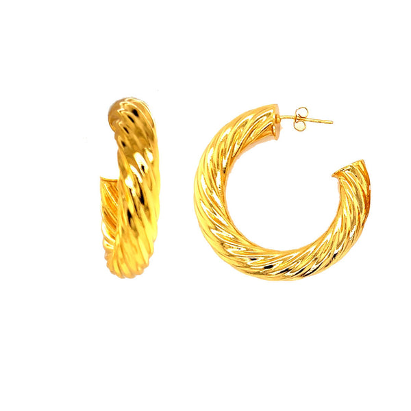 Chunky Textured Shaped Gold Filled Hoop Earrings
