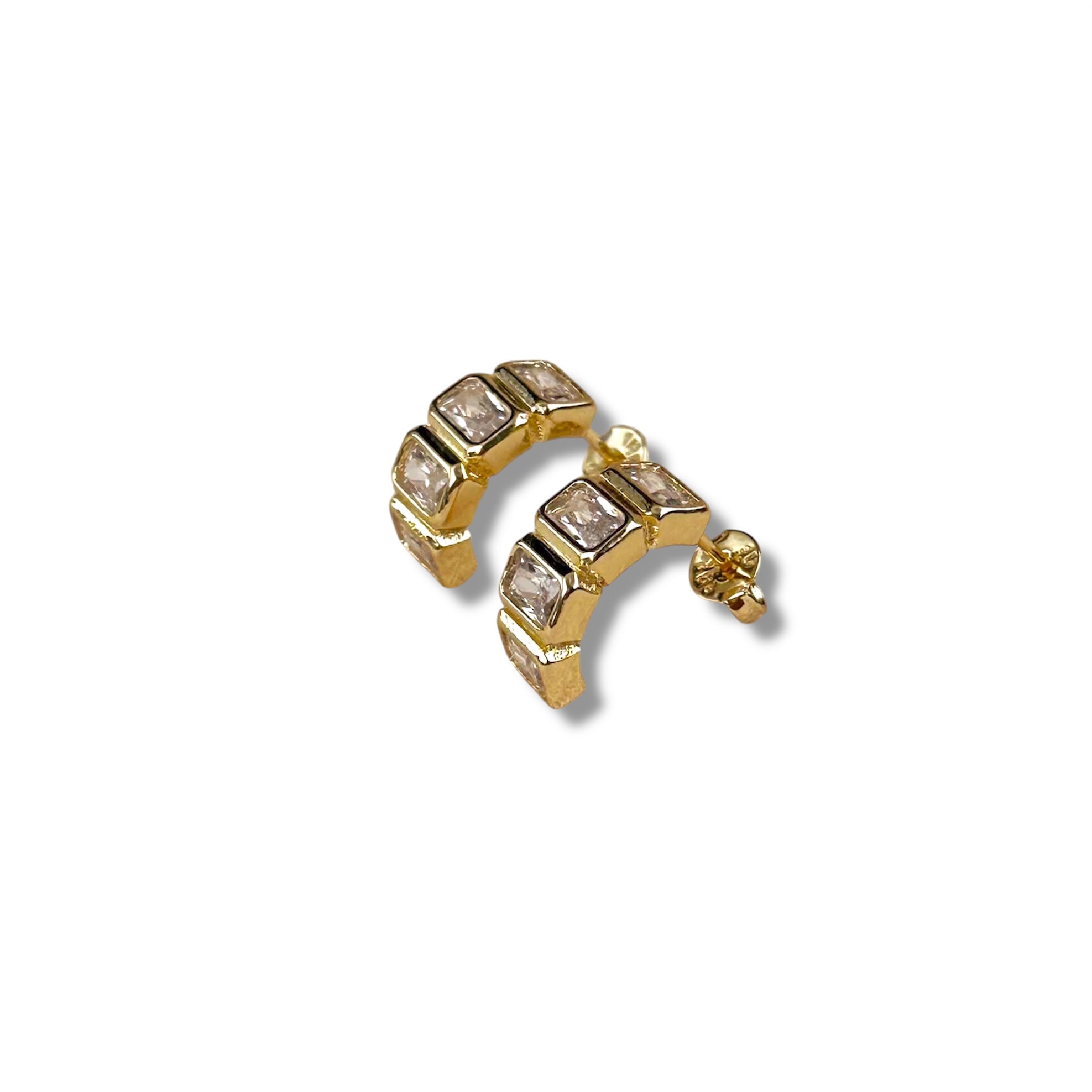 Cubic Zirconia Gold Filled Drop Stud Earrings