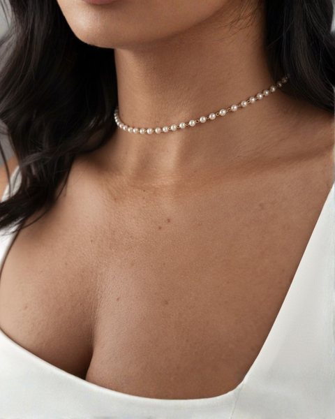 3mm Gold Filled Pearl Choker Necklace