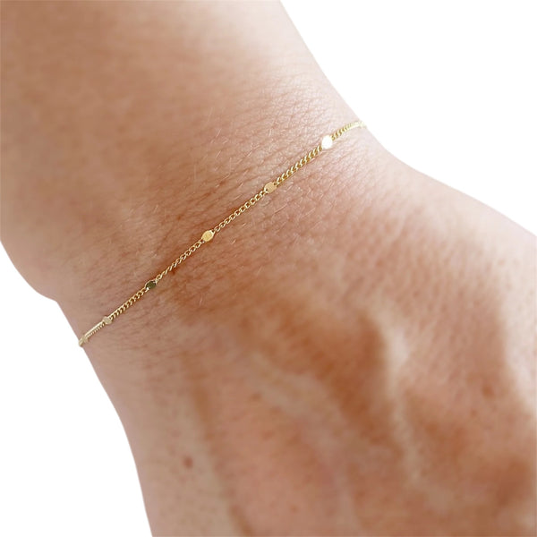 Dainty Pressed Dot Gold Filled Chain Bracelet