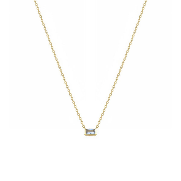 Tiny Aquamarine Gold Filled Necklace (Stone of Peace / March Birthstone)