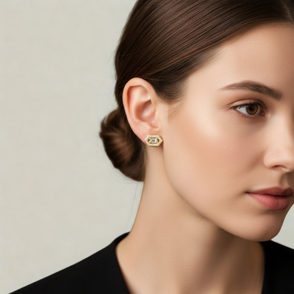 Aquamarine Gold Filled Stud Earrings (Stone of Peace / March Birthstone)