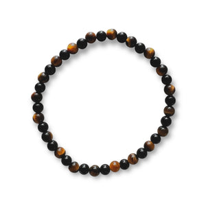 4mm Brown Tigers Eye and Black Onyx (Stone of Courage and Grounding)
