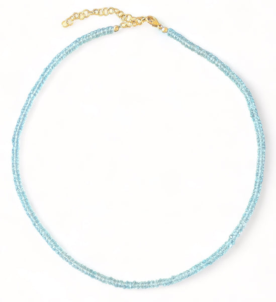 Blue Topaz Beaded Necklace (Stone of Communication / December Birthstone)
