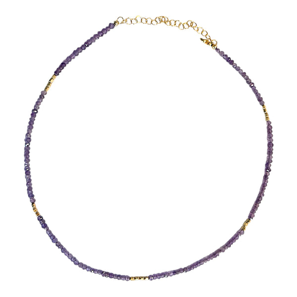 Amethyst and Gold Filled Beaded Necklace