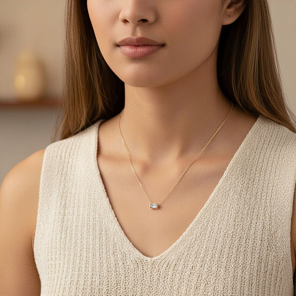 Tiny Aquamarine Gold Filled Necklace (Stone of Peace / March Birthstone)