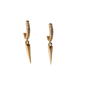 Cubic Zirconia Gold Filled Huggie Spike Earrings