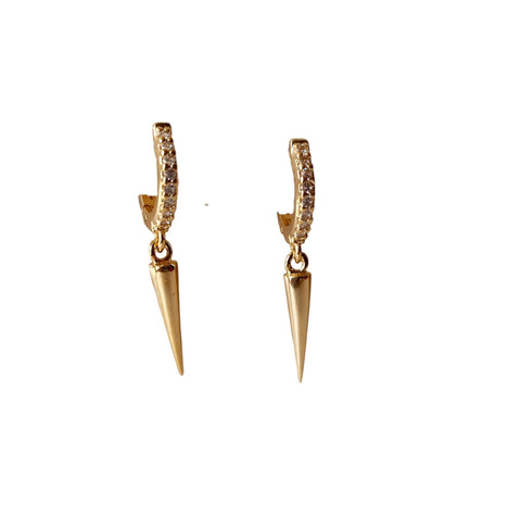 Cubic Zirconia Gold Filled Huggie Spike Earrings