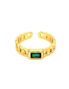 CZ Emerald Chain Adjustable Ring