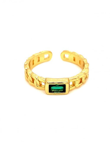 CZ Emerald Chain Adjustable Ring