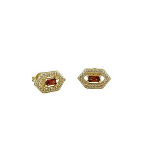 Garnet Gold Filled Stud Earrings (Stone of Energy / January Birthstone)