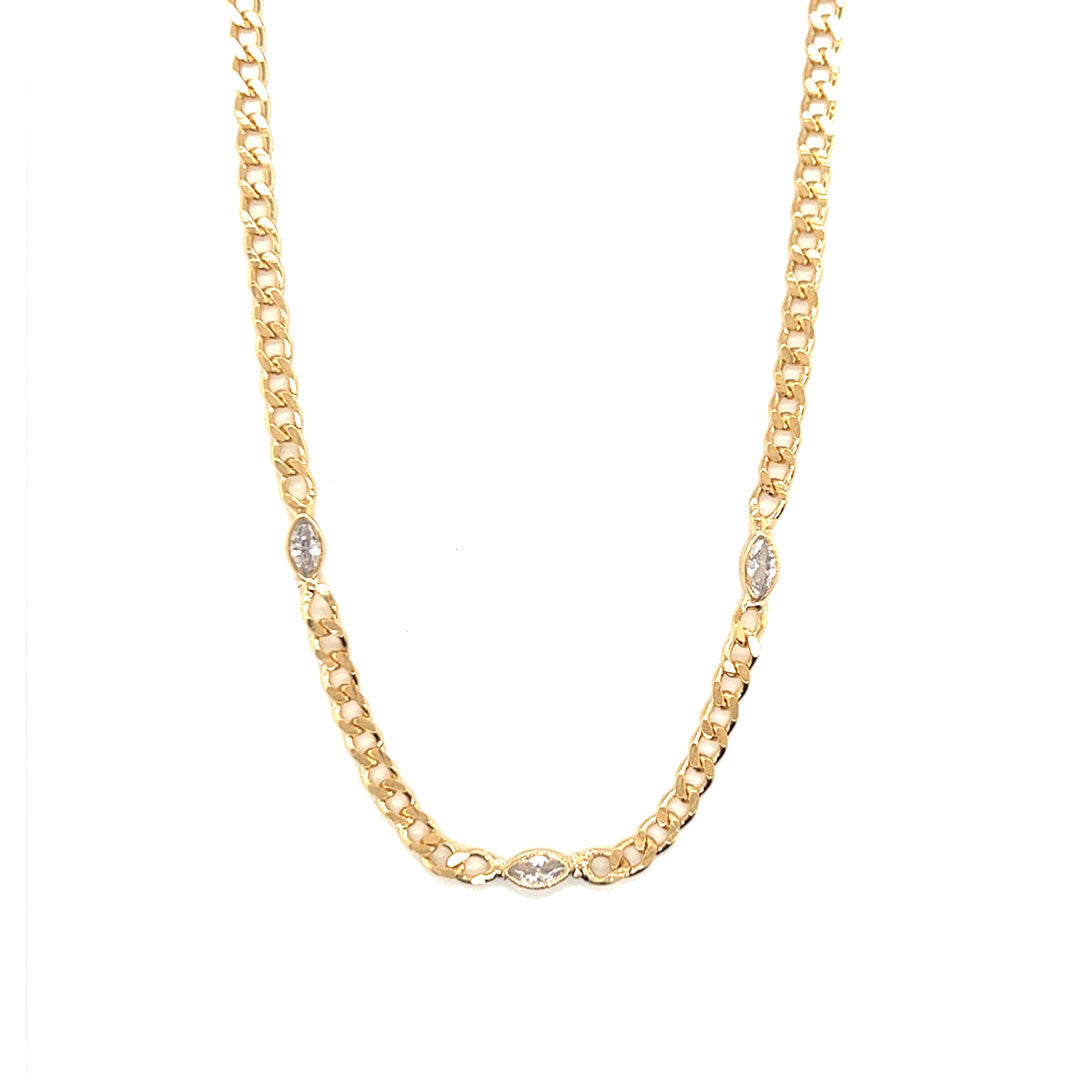 Gold Filled Cuban Chain with Cubic Zirconia Accents