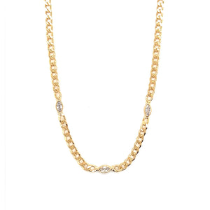 Gold Filled Cuban Chain with Cubic Zirconia Accents