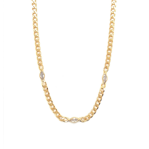 Gold Filled Cuban Chain with Cubic Zirconia Accents