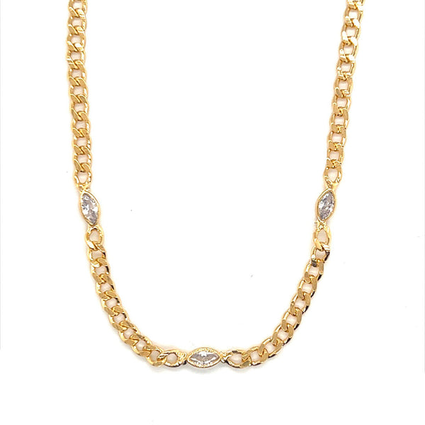 Gold Filled Cuban Chain with Cubic Zirconia Accents