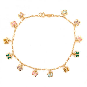 Gold Filled Butterfly Gemstone Anklet