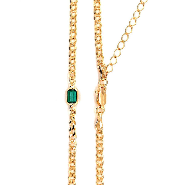 Gold Filled Emerald Cuban Chain Necklace