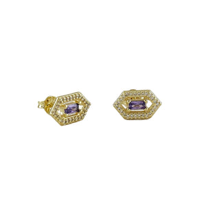 Amethyst Gold Filled Stud Earrings (Stone of Serenity / February Birthstone)