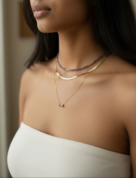 Tiny Amethyst Gold Filled Necklace (Stone of Serenity / February Birthstone)