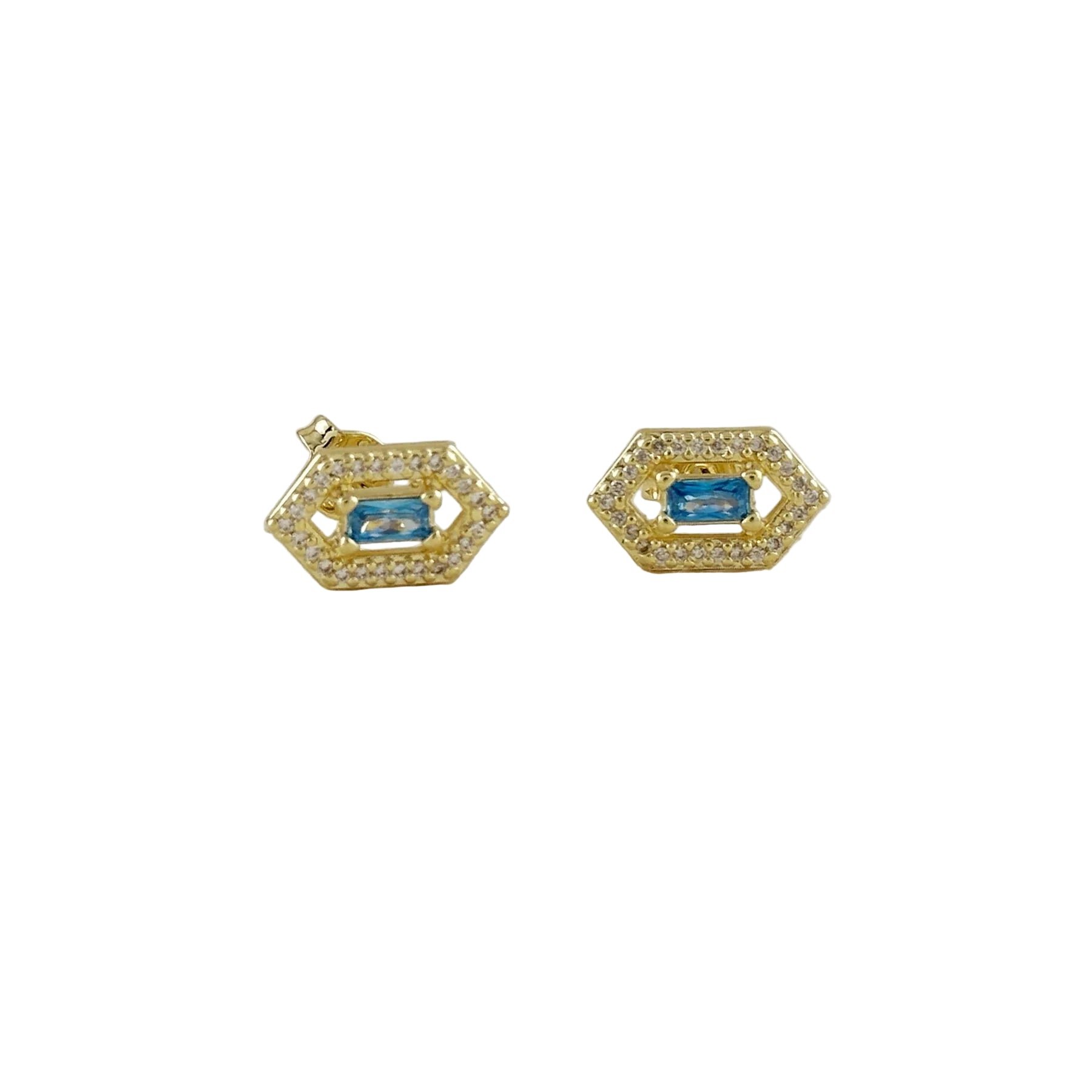 Blue Topaz Gold Filled Stud Earrings (Stone of Communication / December Birthstone)