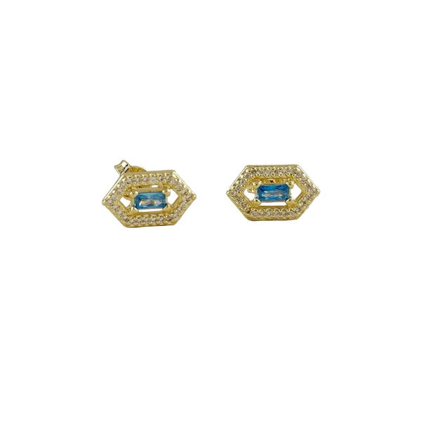 Blue Topaz Gold Filled Stud Earrings (Stone of Communication / December Birthstone)