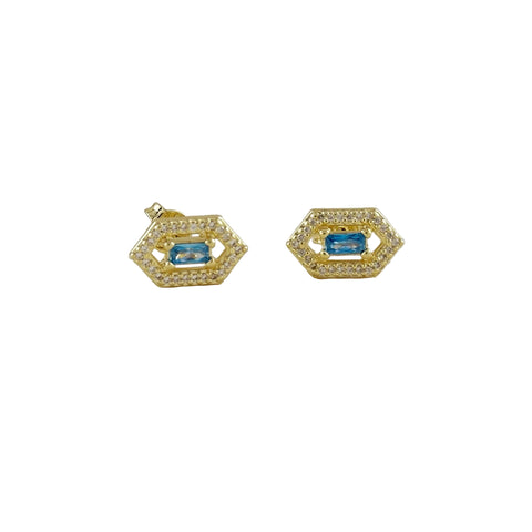 Blue Topaz Gold Filled Stud Earrings (Stone of Communication / December Birthstone)