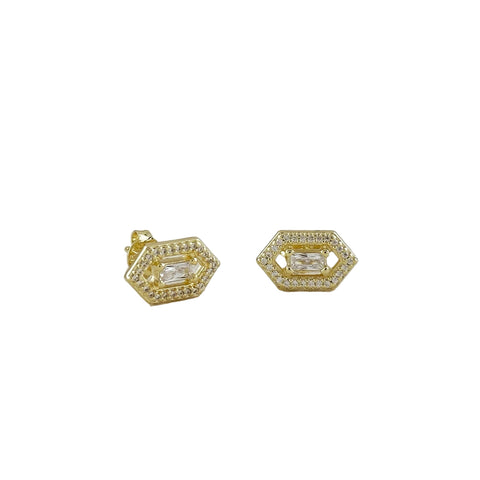 Clear Gold Filled Stud Earrings (April Birthstone)