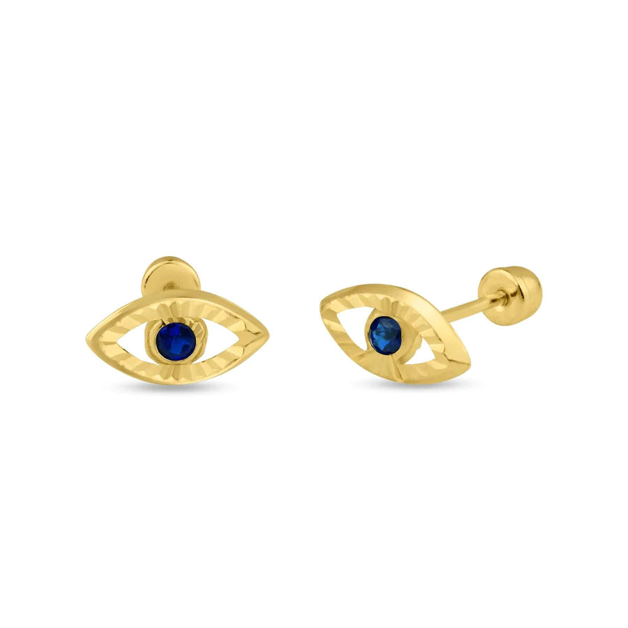 14kt Gold Evil Eye Cut Out Stud Earrings