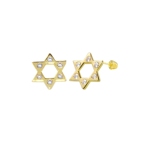 14kt Gold Star of David Cut Out Stud Earrings