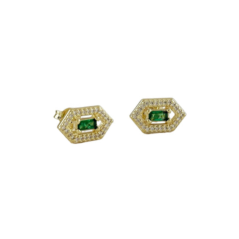 Emerald Gold Filled Stud Earrings (Stone of Eternal Love / May Birthstone)