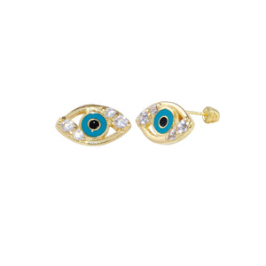 14kt Gold Enamel Evil Eye Stud Earrings