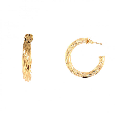 Medium Textured Shaped Gold Filled Hoop Earrings
