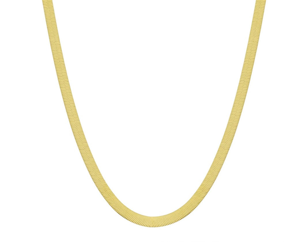 Gold Filled 4mm Herringbone Chain Necklace