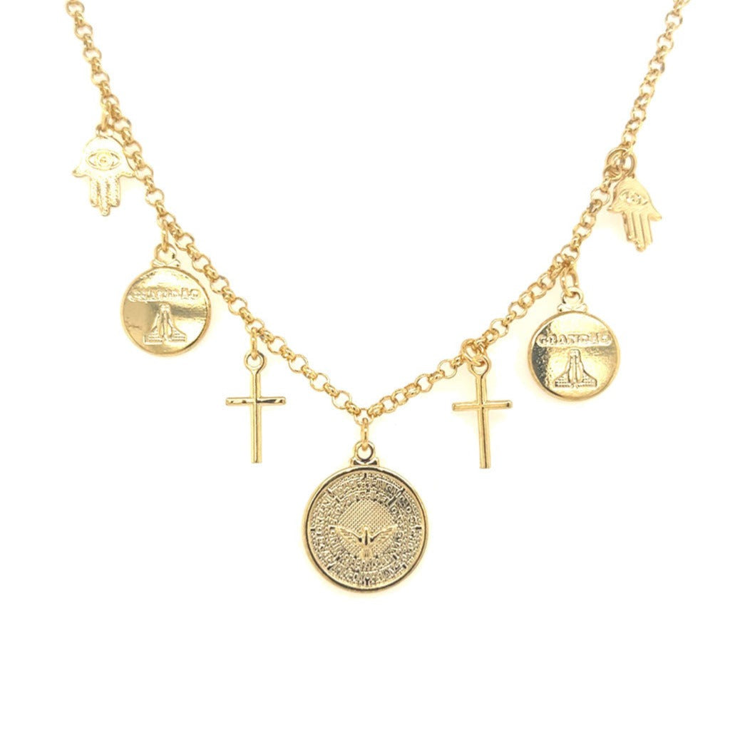 Gold Filled Charm Choker Necklace